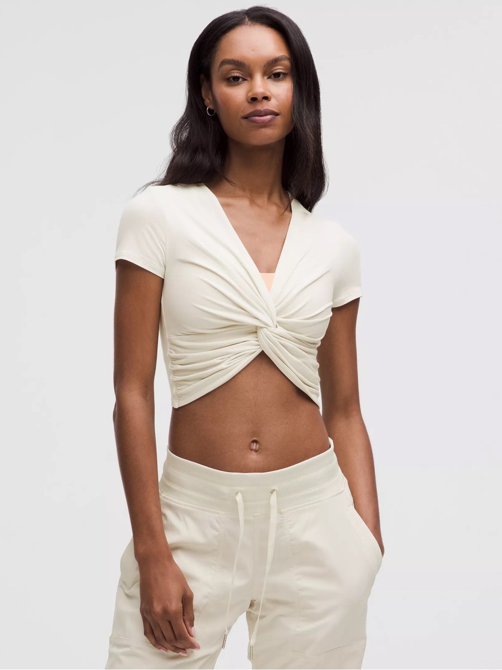 Lululemon Modal Silk Twist Front Cropped Top